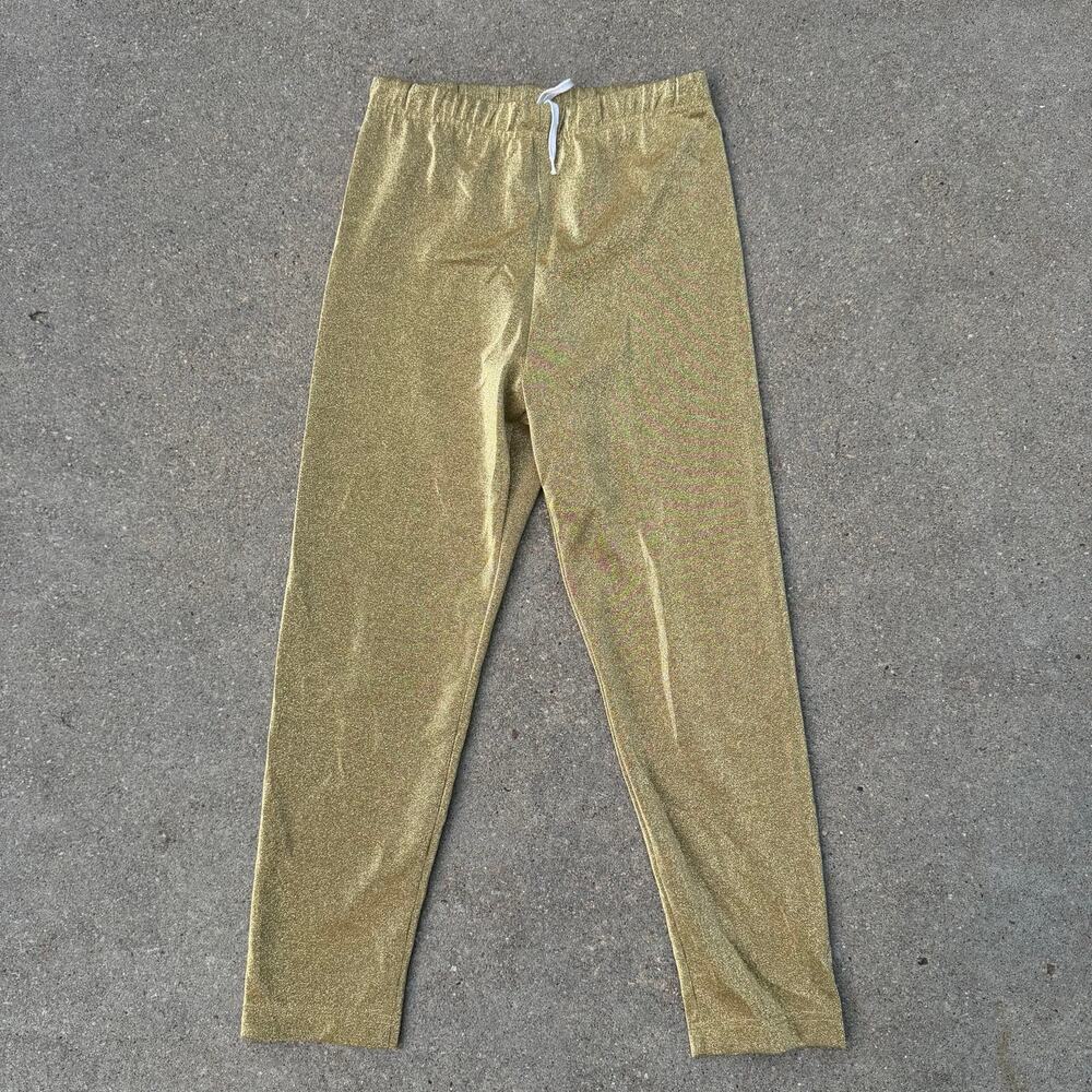 80s CAGE Gold Metallic Lurex High Waist Cigarette Pull On Stretch Pants SMALL